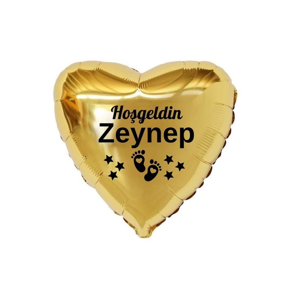 18 inç Gold Renk Kişiye Özel Happy Birthday Yazılı Yıldız-Taç Figürlü Kalp Folyo Balon