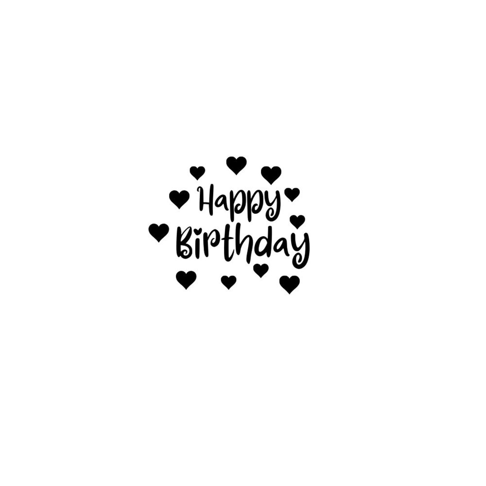 Happy Birthday Yazılı Kalp Figürlü Siyah Renk Yapışkanlı Sticker 25x30 Cm