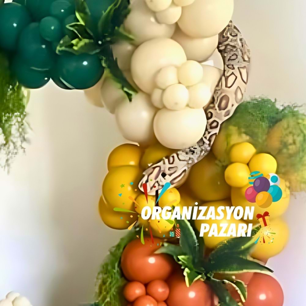 Balon Seti Küf Yeşili-Yanık Turuncu-Zerdeçal-Koyu Yeşil-Deniz Kumu 100 Lü Balon Zinciri Seti