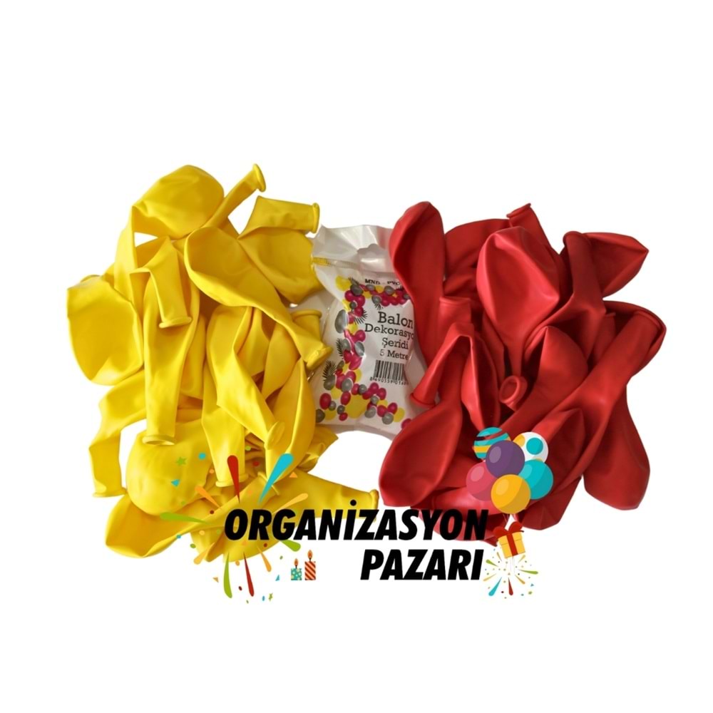Balon Seti Sarı-Kırmızı 60 Lı Balon Zinciri Seti