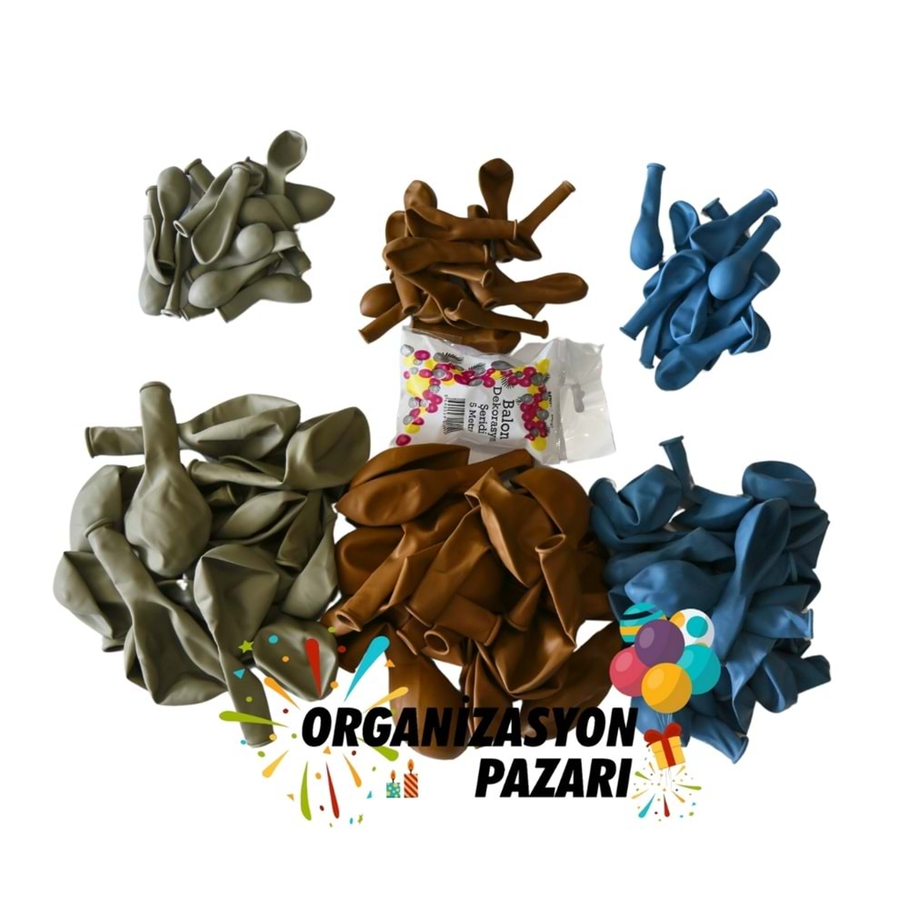 Balon Seti Karamel-Derin Okyanus-Duman 100 Lü Balon Zinciri Seti