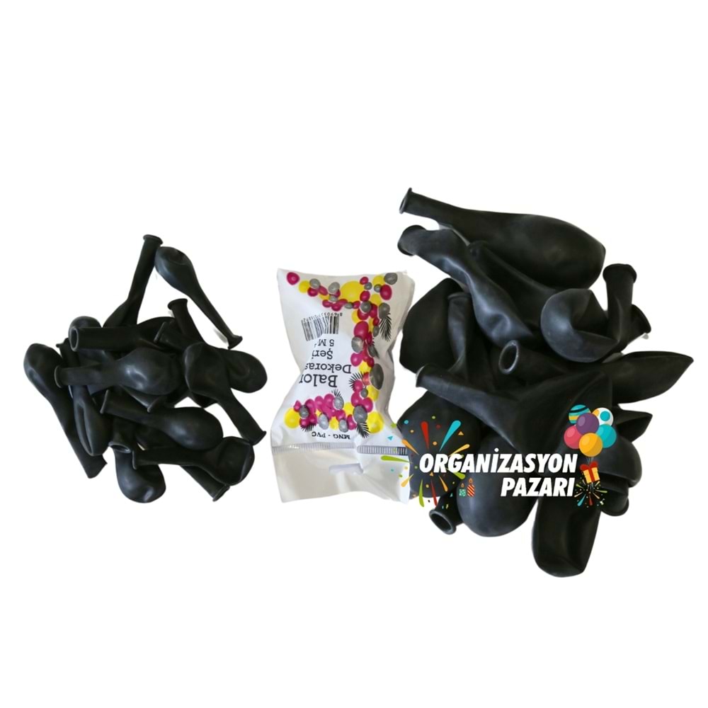 Balon Seti Pastel Siyah 60 Lı Balon Zinciri Seti