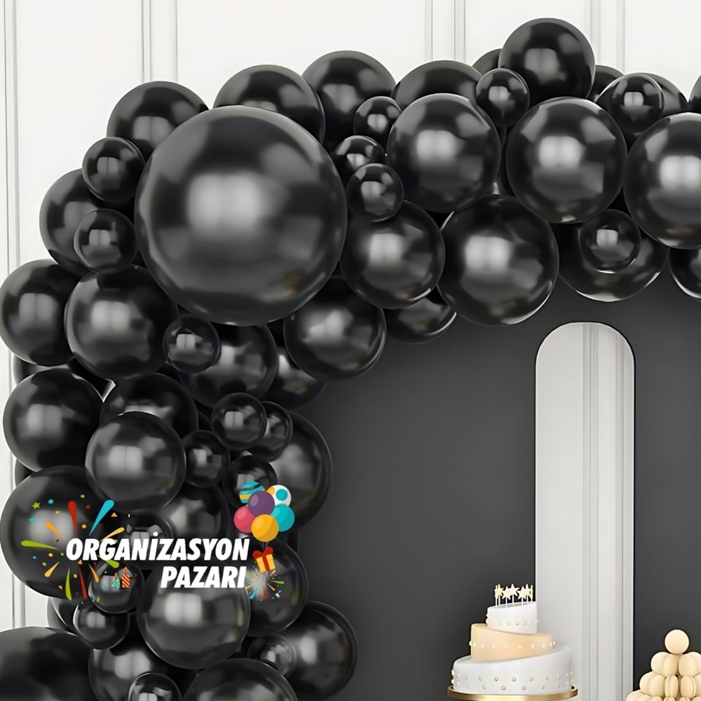 Balon Seti Pastel Siyah 60 Lı Balon Zinciri Seti