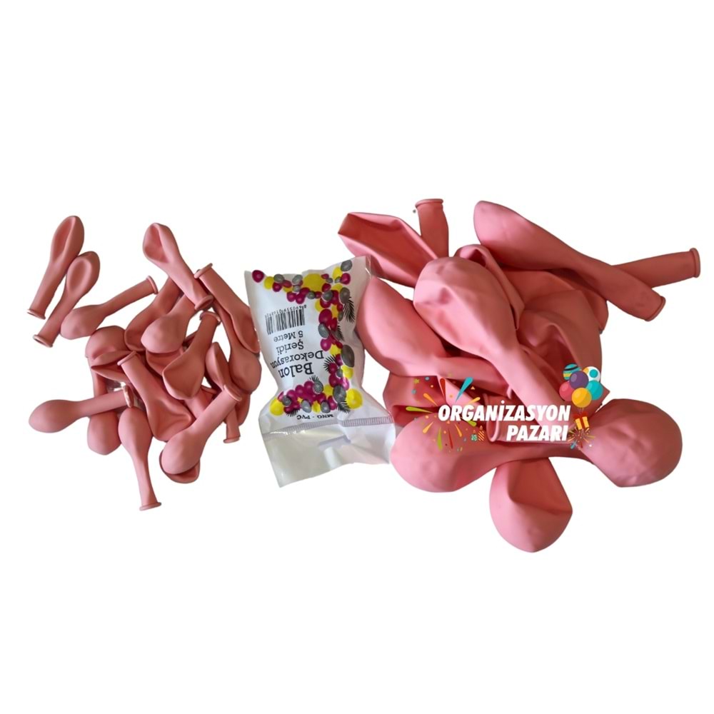 Balon Seti Makaron Pembe 60 Lı Balon Zinciri Seti