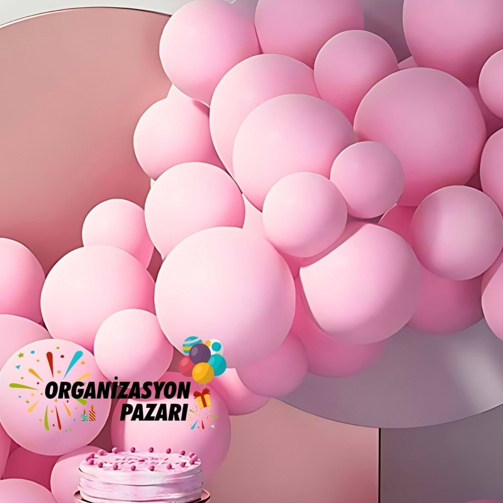 Balon Seti Makaron Pembe 60 Lı Balon Zinciri Seti