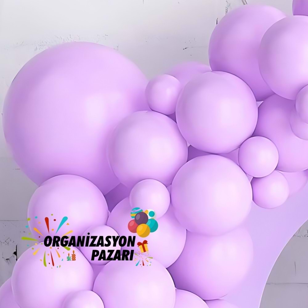 Balon Seti Makaron Lila 60 Lı Balon Zinciri Seti