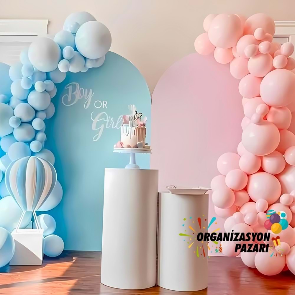 Balon Seti Makaron Pembe-Makaron Mavi 60 Lı Balon Zinciri Seti