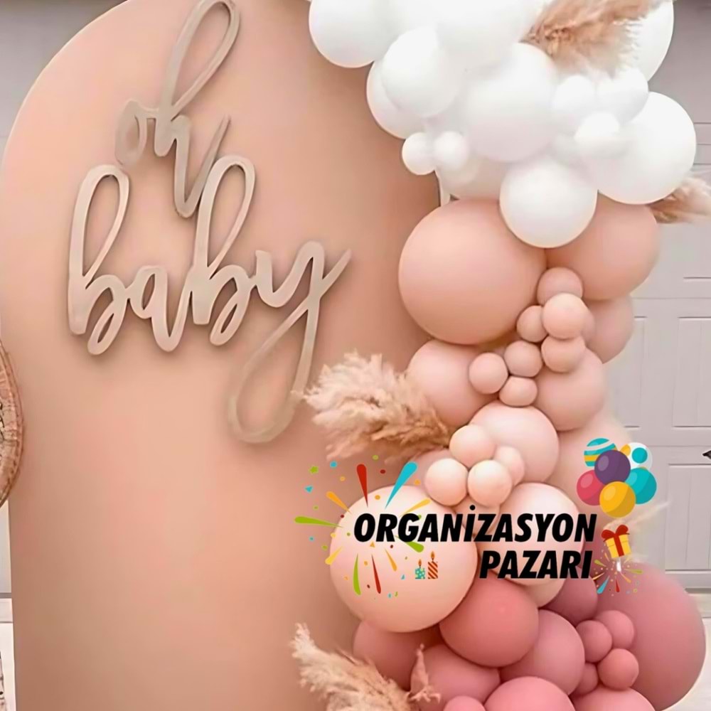 Balon Seti Beyaz-Pink Blush-Rose Wood 60 Lı Balon Zinciri Seti