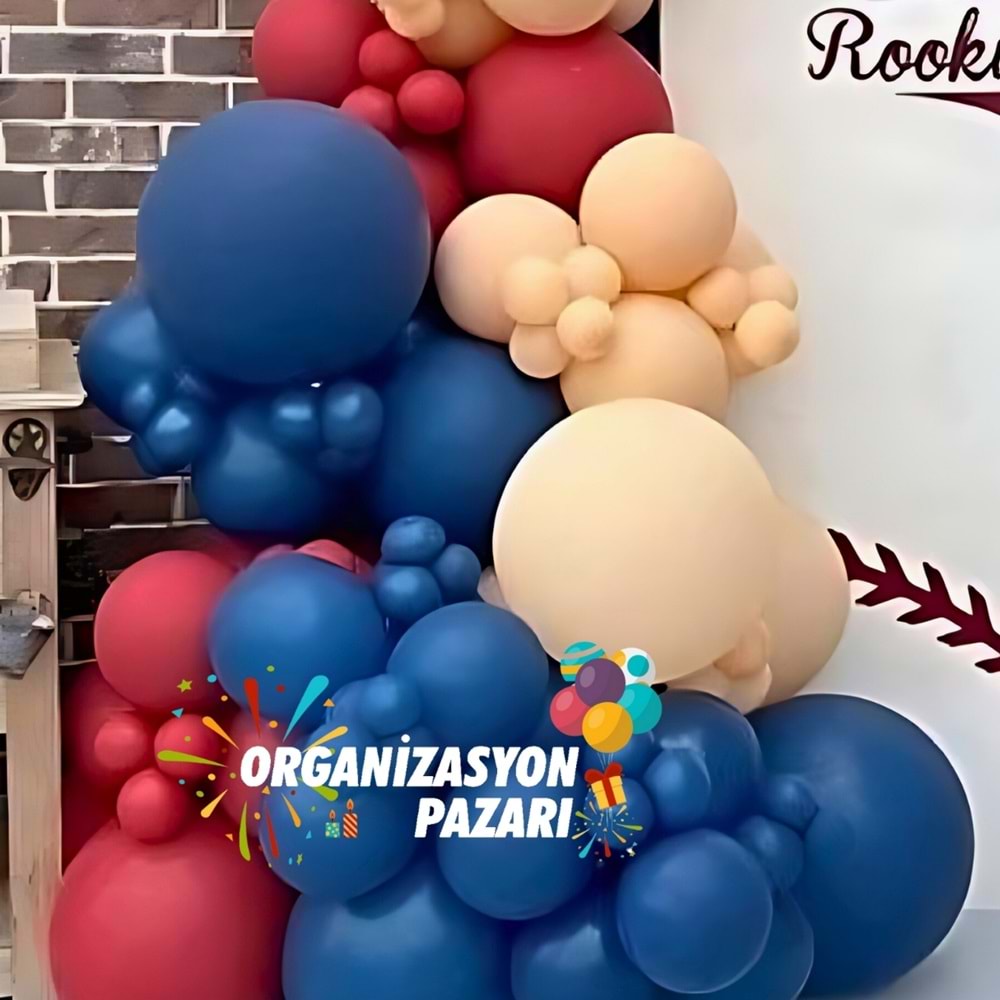Balon Seti Lacivert-Sütlü Kahve-Deep Red 100 lü Balon Zinciri Seti