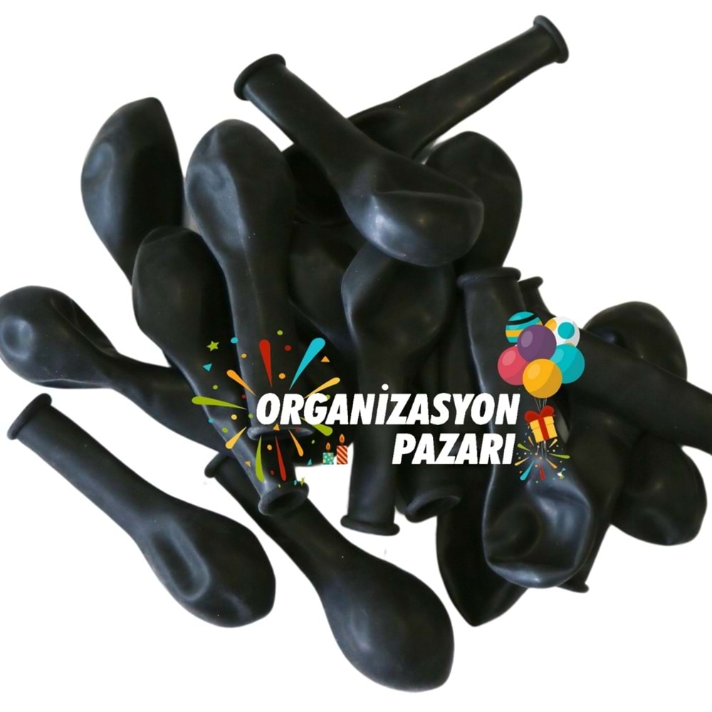 5 inç Siyah Renk Küçük Boy 10 lu Dekorasyon Balonu