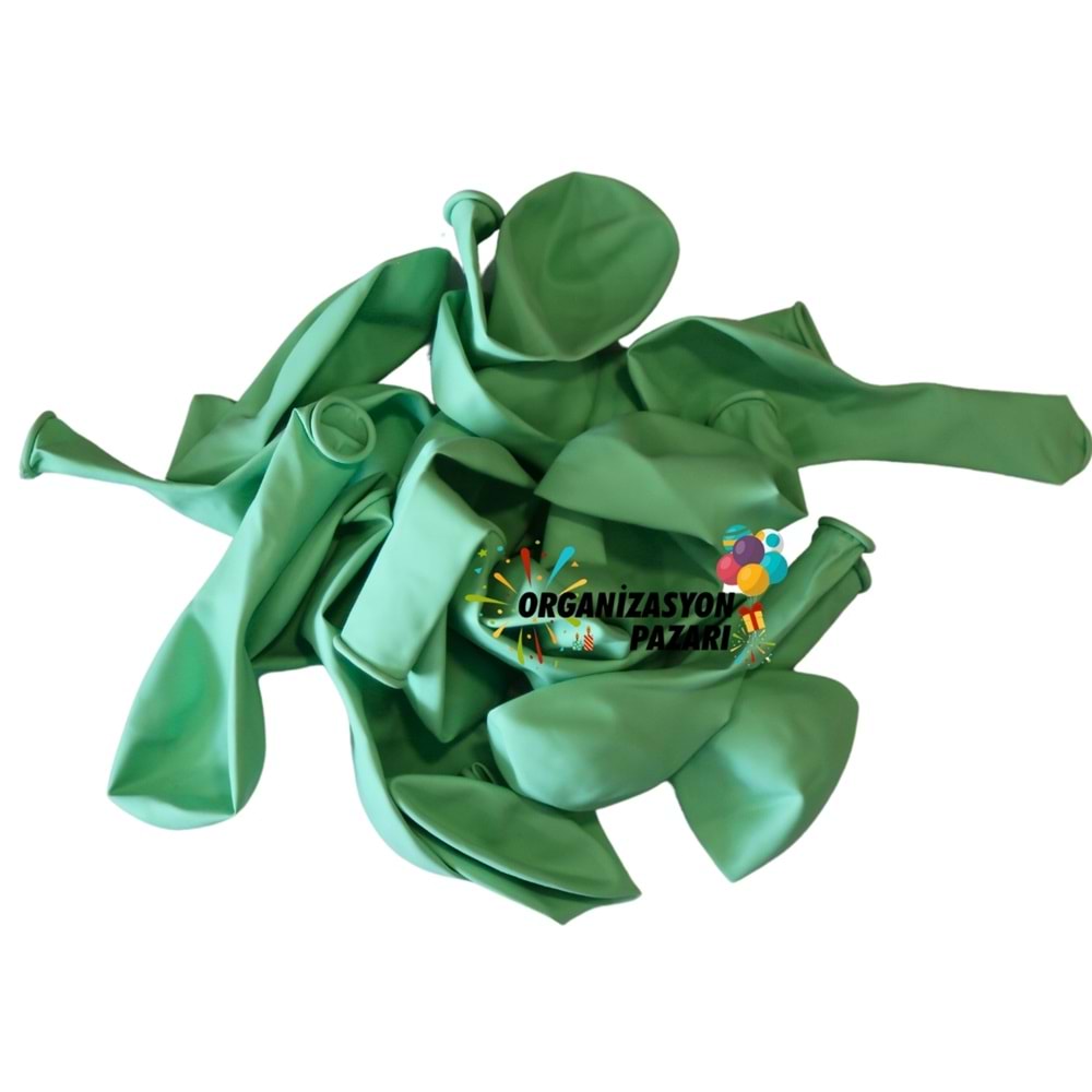 12 inç Mint Yeşili renk 10 lu Pastel Dekorasyon Balonu