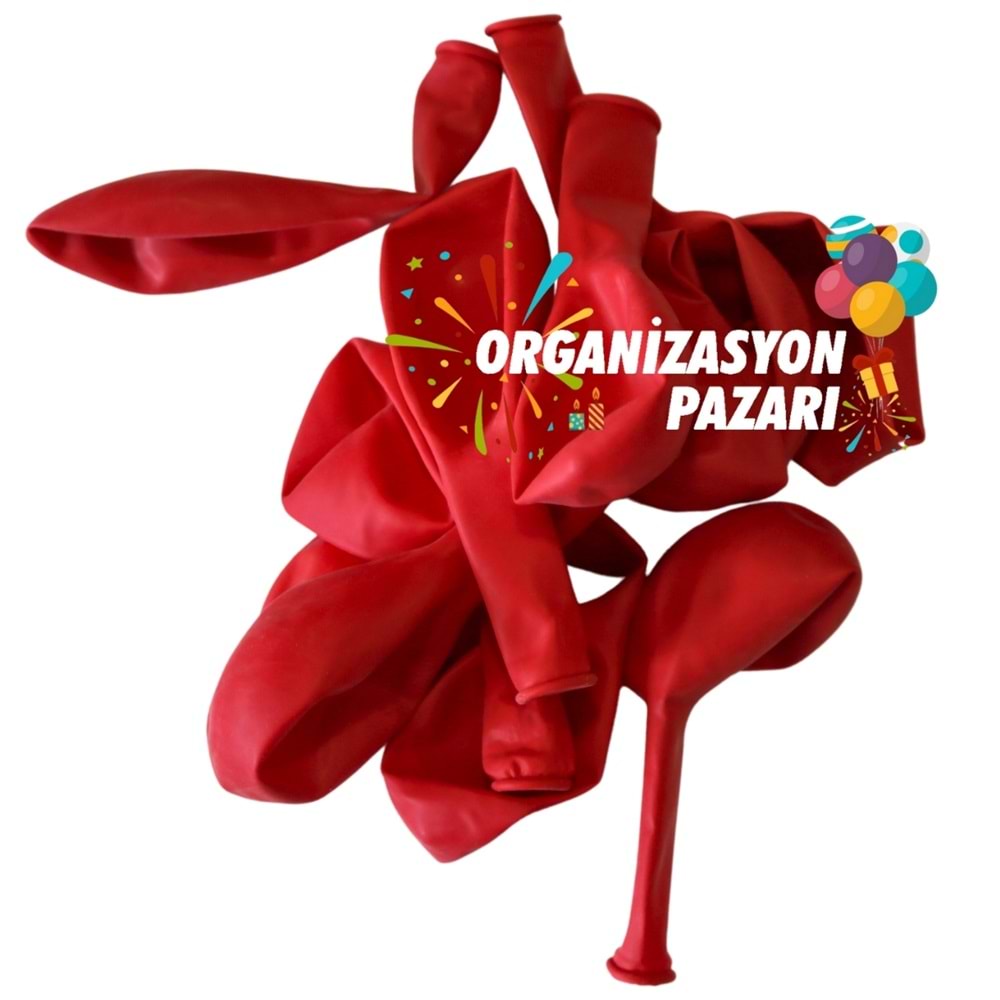 12 inç Kırmızı renk 50 li Pastel Dekorasyon Balonu