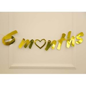 6 Months Gold Renk Banner İpli Duvar Süsü Yarım Yaş Altı Ay Parti Süsü