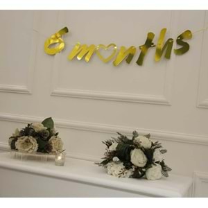 6 Months Gold Renk Banner İpli Duvar Süsü Yarım Yaş Altı Ay Parti Süsü