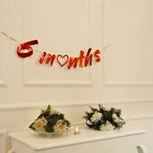 6 Months Kırmızı Renk Banner İpli Duvar Süsü Yarım Yaş Altı Ay Parti Süsü