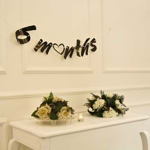 6 Months Siyah Renk Banner İpli Duvar Süsü Yarım Yaş Altı Ay Parti Süsü
