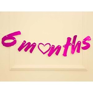 6 Months Simli Pembe Renk Banner İpli Duvar Süsü Yarım Yaş Altı Ay Parti Süsü