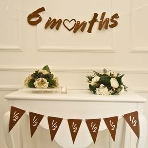 6 Months Craft Renk Banner İpli Duvar Süsü Yarım Yaş Altı Ay Parti Süsü Ve Üçgen Flama İkili Set