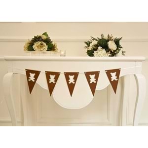 6 Months Craft Renk Banner İpli Duvar Süsü Yarım Yaş Altı Ay Parti Süsü Ve Ayıcık Üçgen Flama İkili Set