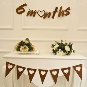 6 Months Craft Renk Banner İpli Duvar Süsü Yarım Yaş Altı Ay Parti Süsü Ve Kalp Üçgen Flama İkili Set