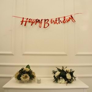 Kırmızı Renkli Happy Birthday El Yazısı Banner