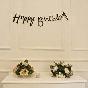 Siyah Renkli Happy Birthday El Yazısı Banner
