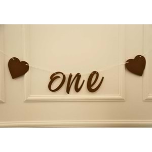 ONE Yazılı Craft Renk Banner İpli Duvar Süsü 1 Yaş Parti Süsü
