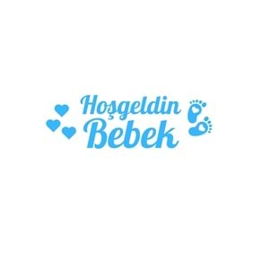 Hoşgeldin Bebek Yazılı Ayak Figürlü Mavi Renk Yapışkanlı Sticker 25x30 Cm