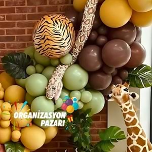 Balon Seti Koyu Yeşil-Yanık Turuncu-Zerdeçal-Okaliptus-Kahverengi 100 Lü Balon Zinciri Seti