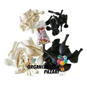Balon Seti Siyah-Beyaz 100 Lü Balon Zinciri Seti