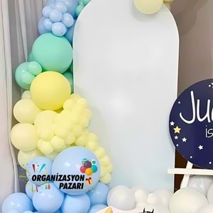 Balon Seti Makaron Mavi-Sarı-Beyaz-Yeşil 60 Lı Balon Zinciri Seti