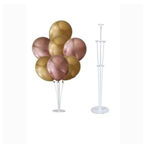 10 lu Krom Rose Gold-Krom Gold Balonlu Stand Set + 1 Adet Balon Standı