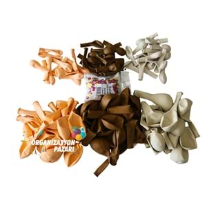 Balon Seti Karamel-Retro Beyaz-Makaron Somon 60 Lı Balon Zinciri Seti