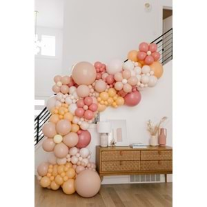 Balon Seti Retro Beyaz-Pink Blush-Mercan-Şeftali 100 Lü Balon Zinciri Seti