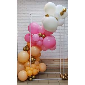 Balon Seti Şeker Pembe-Krom Gold-Şeftali-Beyaz 60 Lı Balon Zinciri Seti