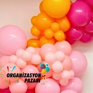 Balon Seti Şeftali-Fuşya-Makaron Pembe 60 Lı Balon Zinciri Seti