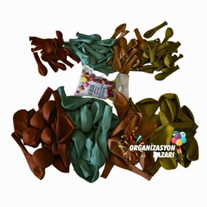 Balon Seti Yanık Turuncu-Çöl Kumu-Zerdeçal-Kış Yeşili 60 Lı Balon Zinciri Seti