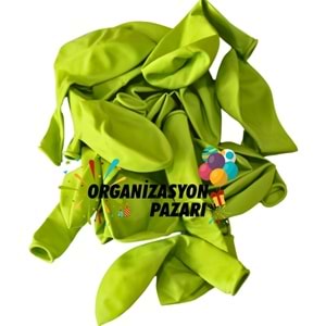12 inç Limon Yeşili renk 50 li Pastel Dekorasyon Balonu