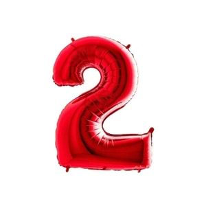 40 inç 2 Kırmızı Renk Rakam Folyo Balon