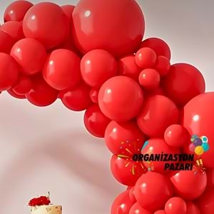 Balon Seti Pastel Kırmızı 60 Lı Balon Zinciri Seti