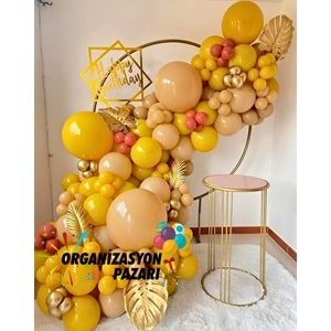 Balon Seti Krom Gold-Yanık Turuncu-Zerdeçal-Çöl Kumu 100 Lü Balon Zinciri Seti