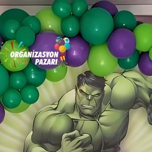 Balon Seti Koyu Yeşil-Açık Yeşil-Mor 60 Lı Balon Zinciri Seti