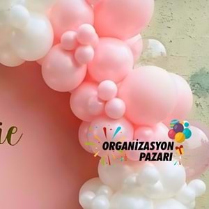 Balon Seti Beyaz-Pembe-Şeffaf 60 Lı Balon Zinciri Seti