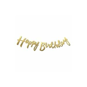 Gold Renkli Happy Birthday El Yazısı Banner