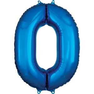 34 inç 0 Mavi Renk Rakam Folyo Balon