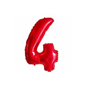 40 inç 4 Kırmızı Renk Rakam Folyo Balon