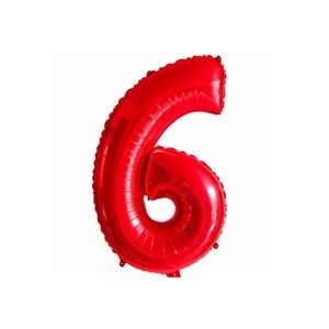 40 inç 6 Kırmızı Renk Rakam Folyo Balon