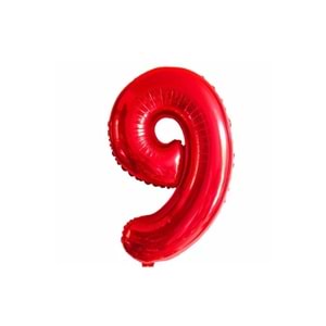40 inç 9 Kırmızı Renk Rakam Folyo Balon