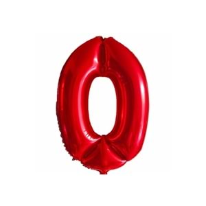 40 inç 0 Kırmızı Renk Rakam Folyo Balon