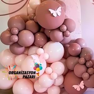 Balon Seti Makaron Pembe-Rosewood 100 Lü Balon Zinciri Seti